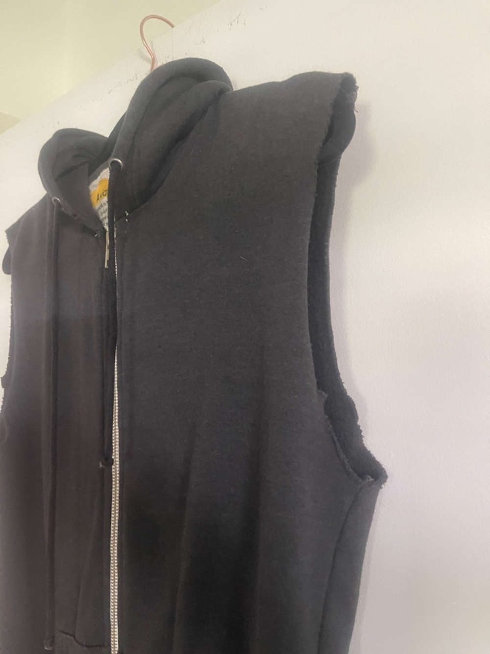 Aviator Nation Black Sleeveless Hoodie with Silver "ROCK AND ROLL" Print - Picture 4 of 5